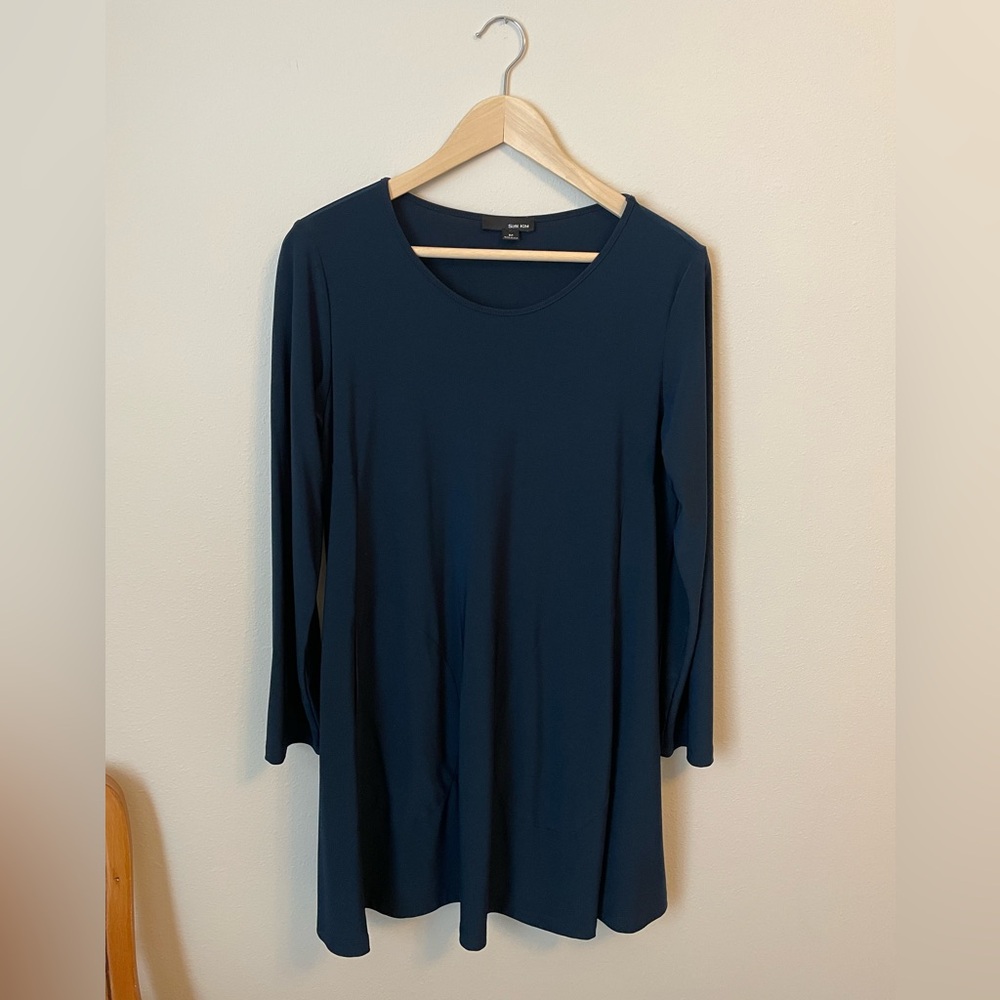 Sun Kim - Navy/Teal Tunic Dress With Pockets- Size M
